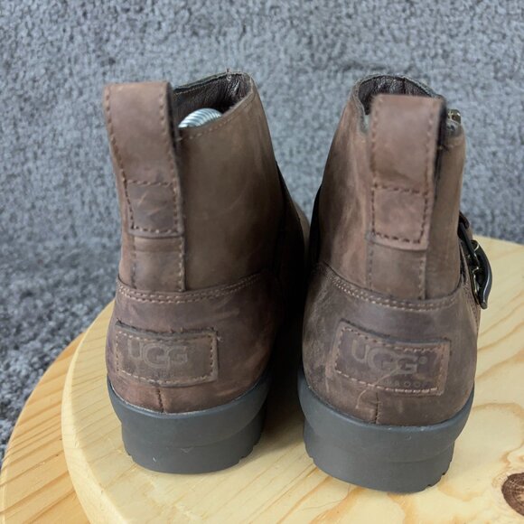 Ugg Boots Cheyne Women Size 5.5 Brown Leather Waterproof Wool Lined Ankle Bootie - Picture 4 of 9